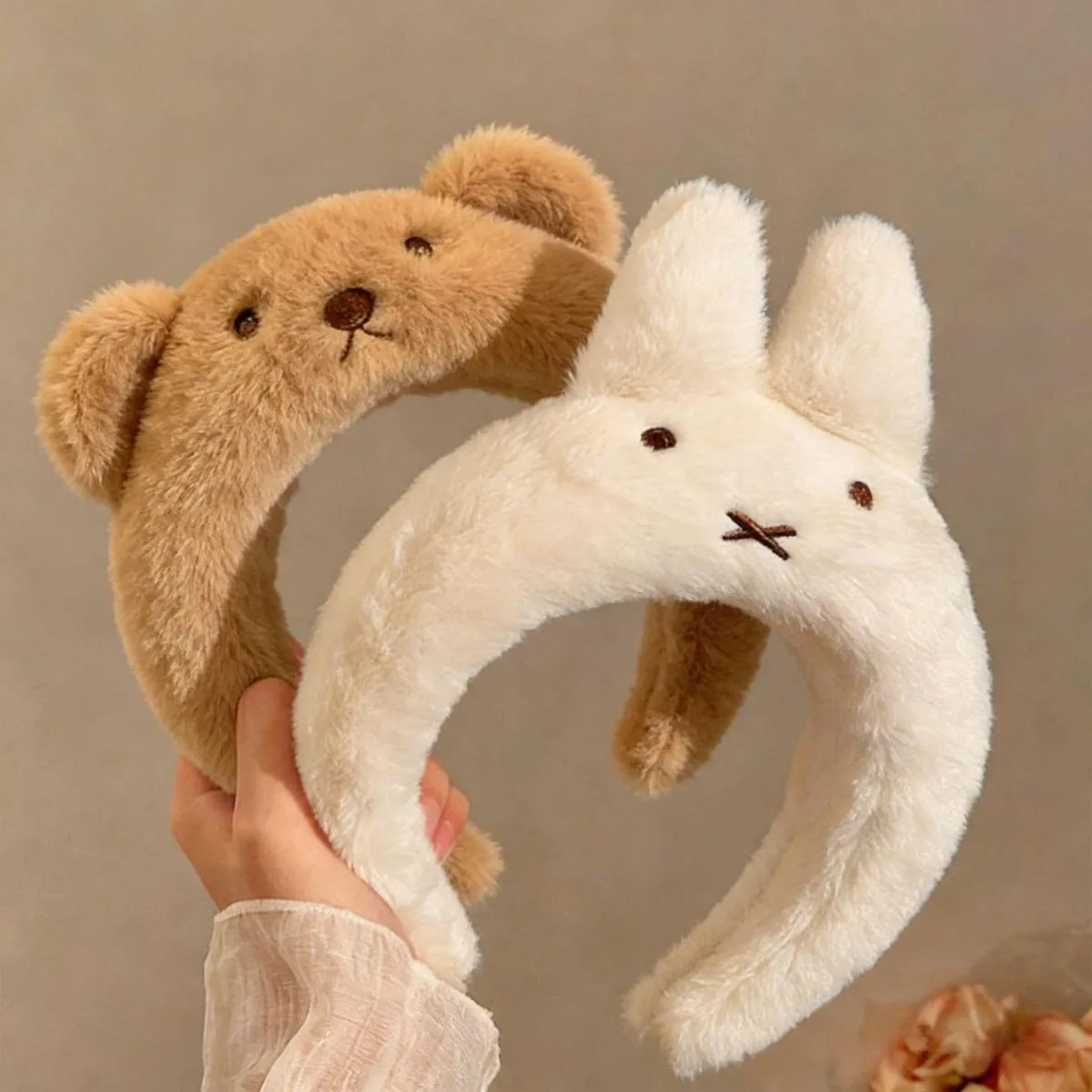 Cute Plush Rabbit Ear Headband for Women – Soft Bunny Ears Hair Band for Face Washing, Skincare & Makeup, Kawaii Spa Hair Wrap for Home Daily Use